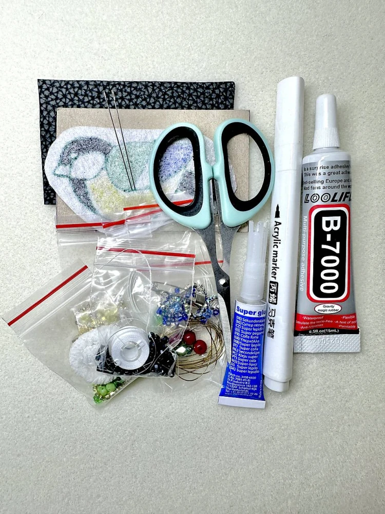 DIY sada brož sýkorka