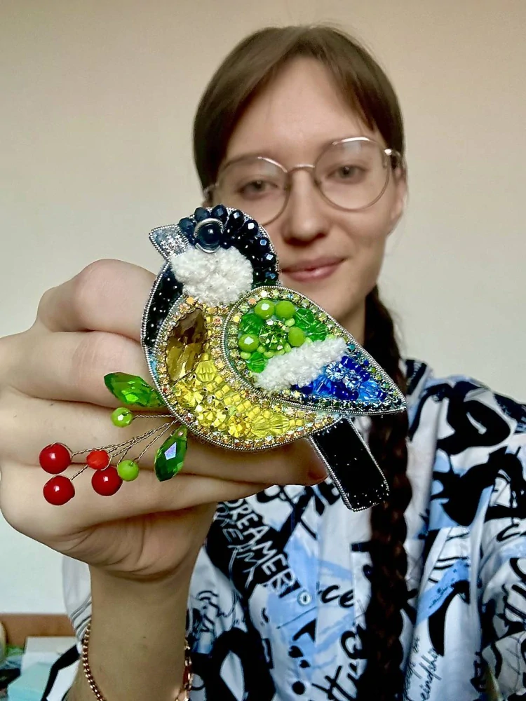 DIY sada brož sýkorka