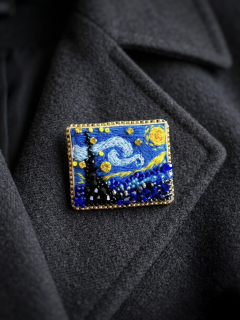 Brož/přívěsek hvězdná noc Van Gogh
